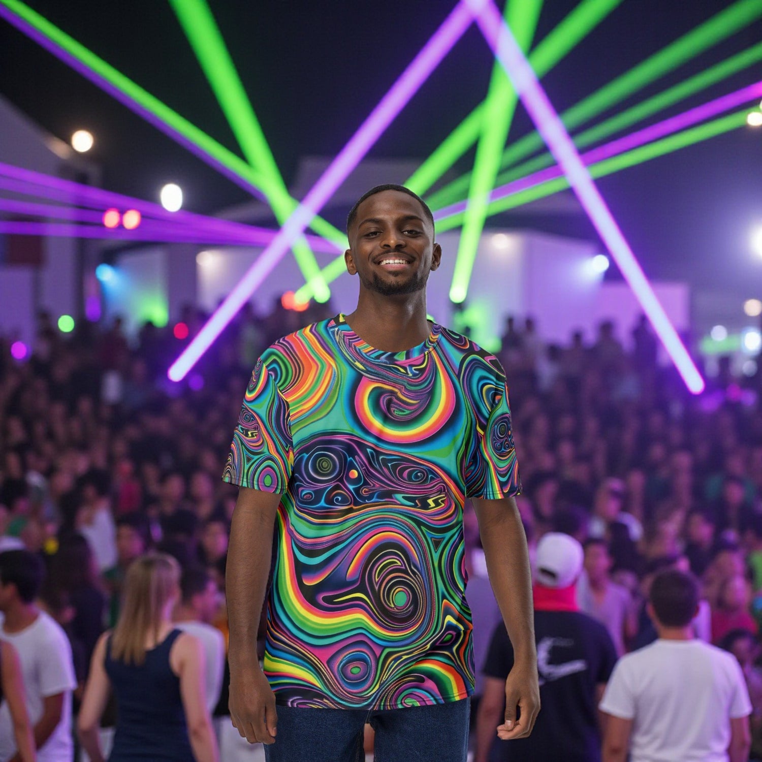 Vibrant Trippy Abstract T-Shirt for EDM Lovers