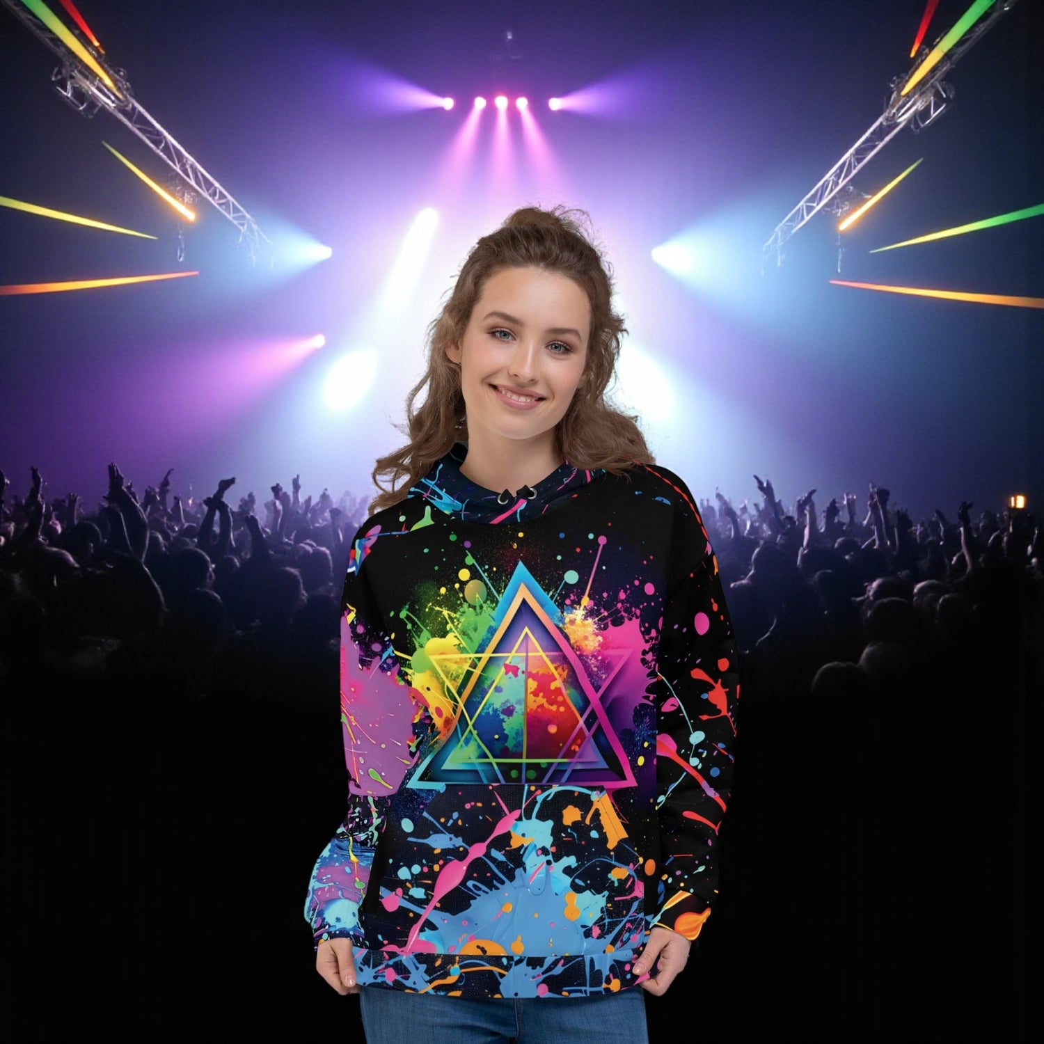 Vibrant Triangle Paint Splash Unisex Hoodie