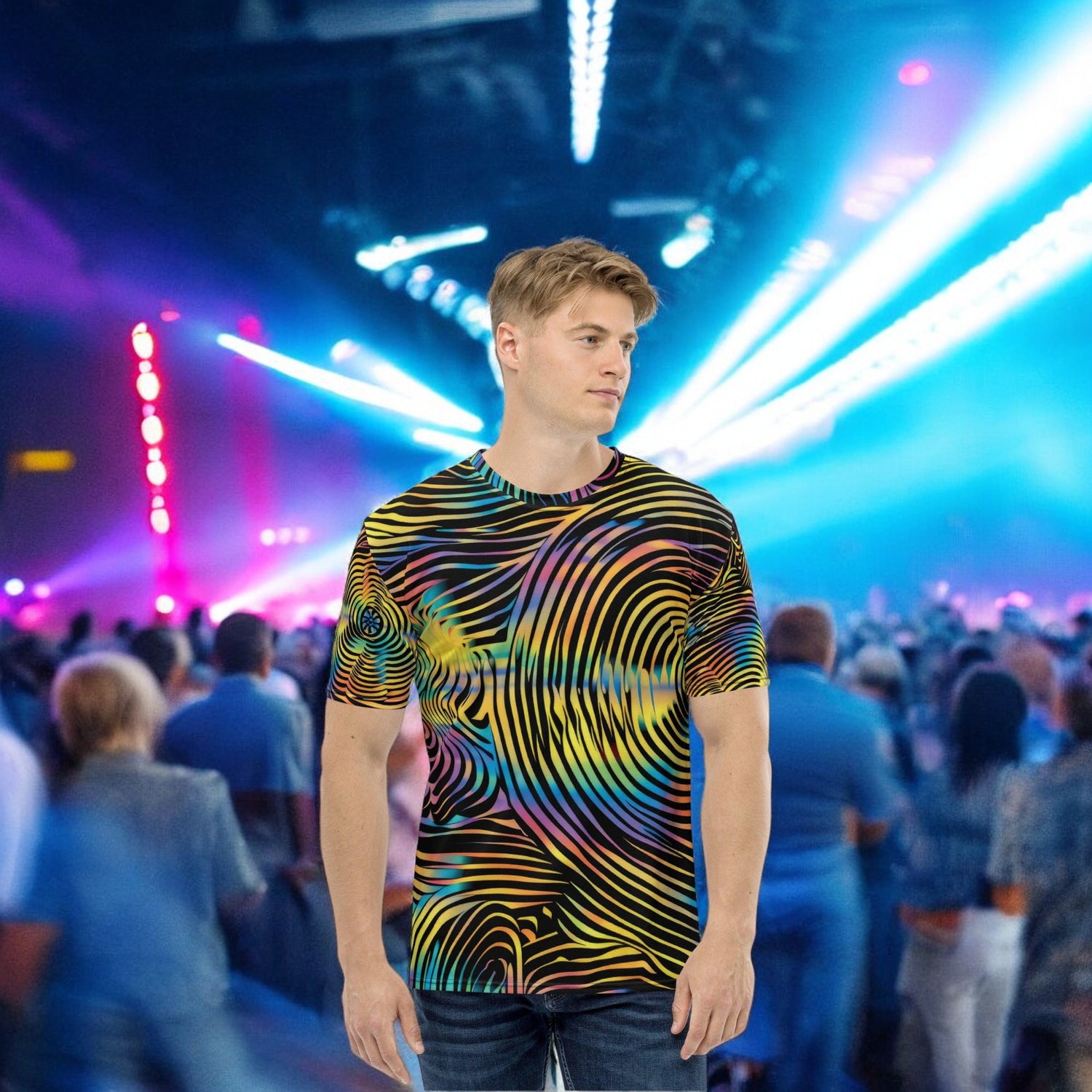 Vibrant Trippy Abstract Men's Rave T-Shirt