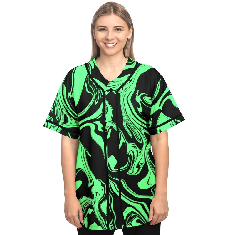 Slime in the Dark Green and Black Oil Spill Baseball Jersey