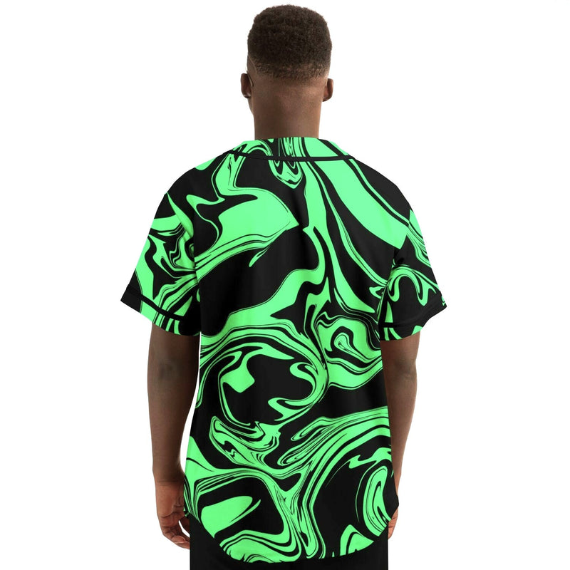Slime in the Dark Green and Black Oil Spill Baseball Jersey