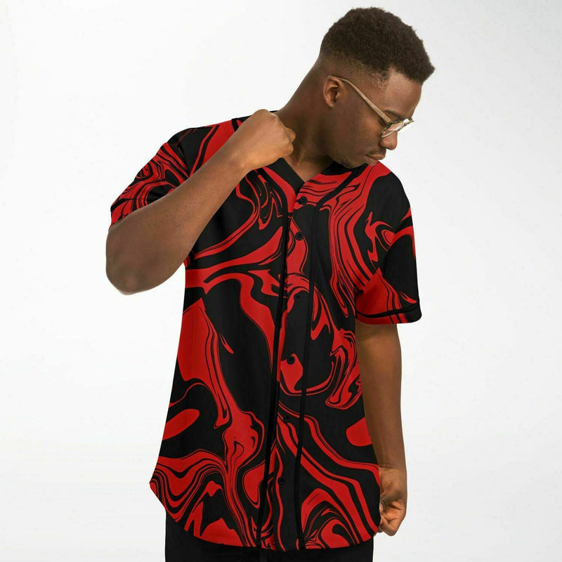 Red and Black Slime Oil Spill Baseball Jersey