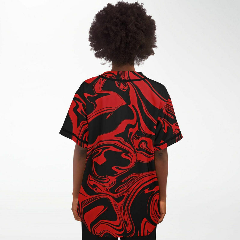 Red and Black Slime Oil Spill Baseball Jersey