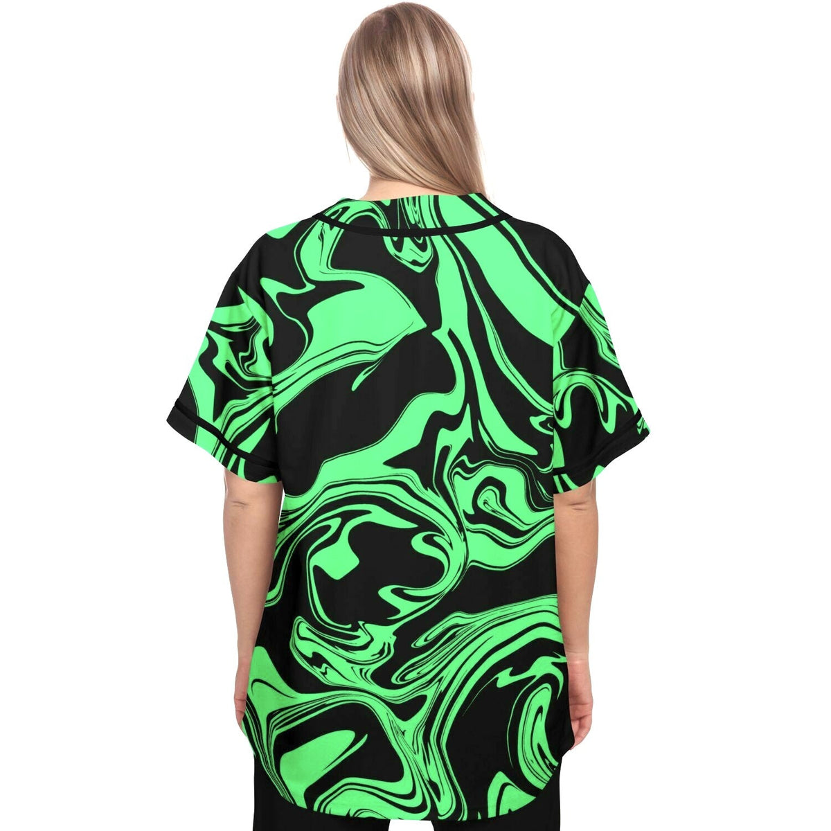 Slime in the Dark Green and Black Oil Spill Baseball Jersey