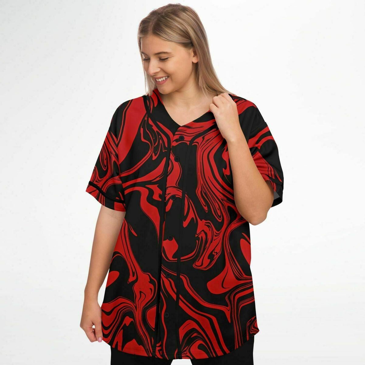 Red and Black Slime Oil Spill Baseball Jersey