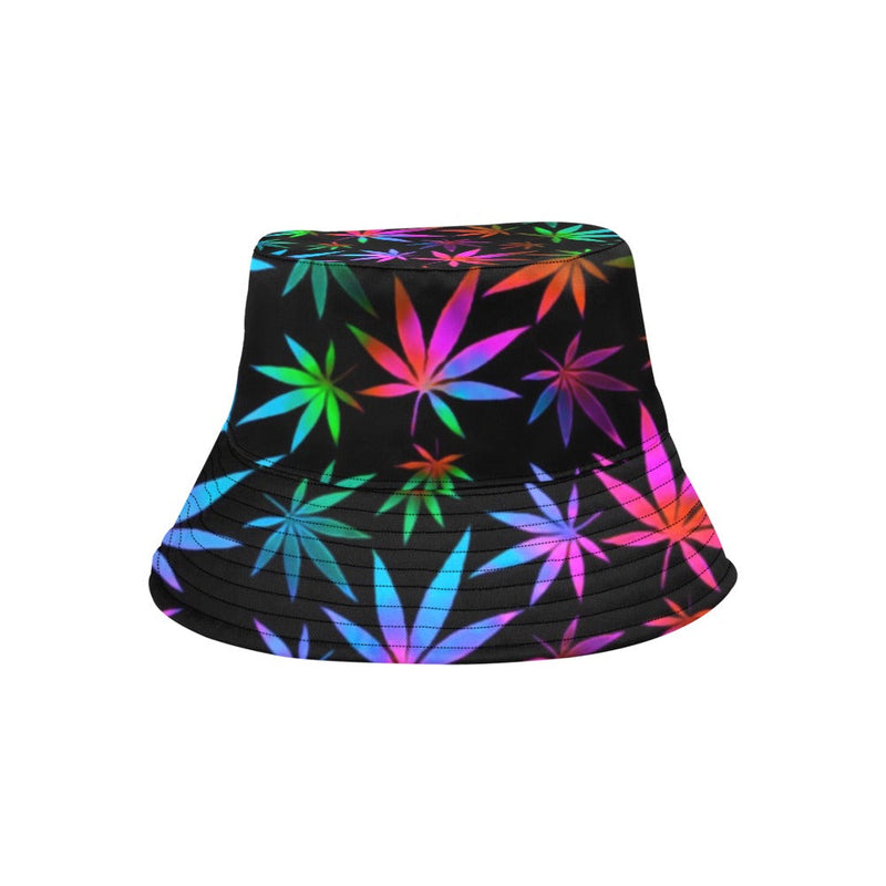 Black Rainbow Weed Print Bucket Hat | UV Blacklight Reactive