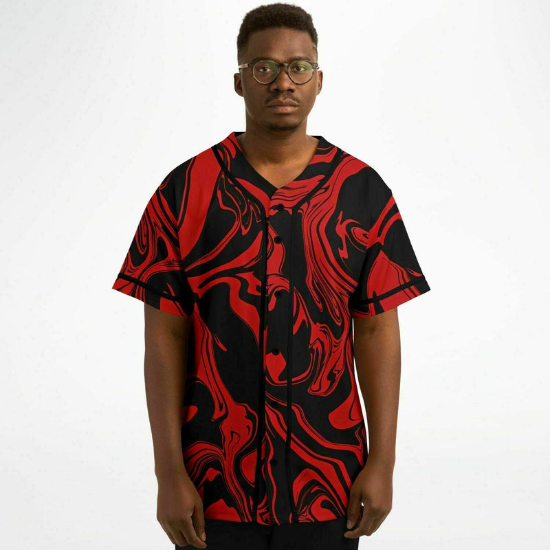 Red and Black Slime Oil Spill Baseball Jersey