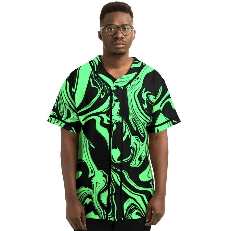 Slime in the Dark Green and Black Oil Spill Baseball Jersey