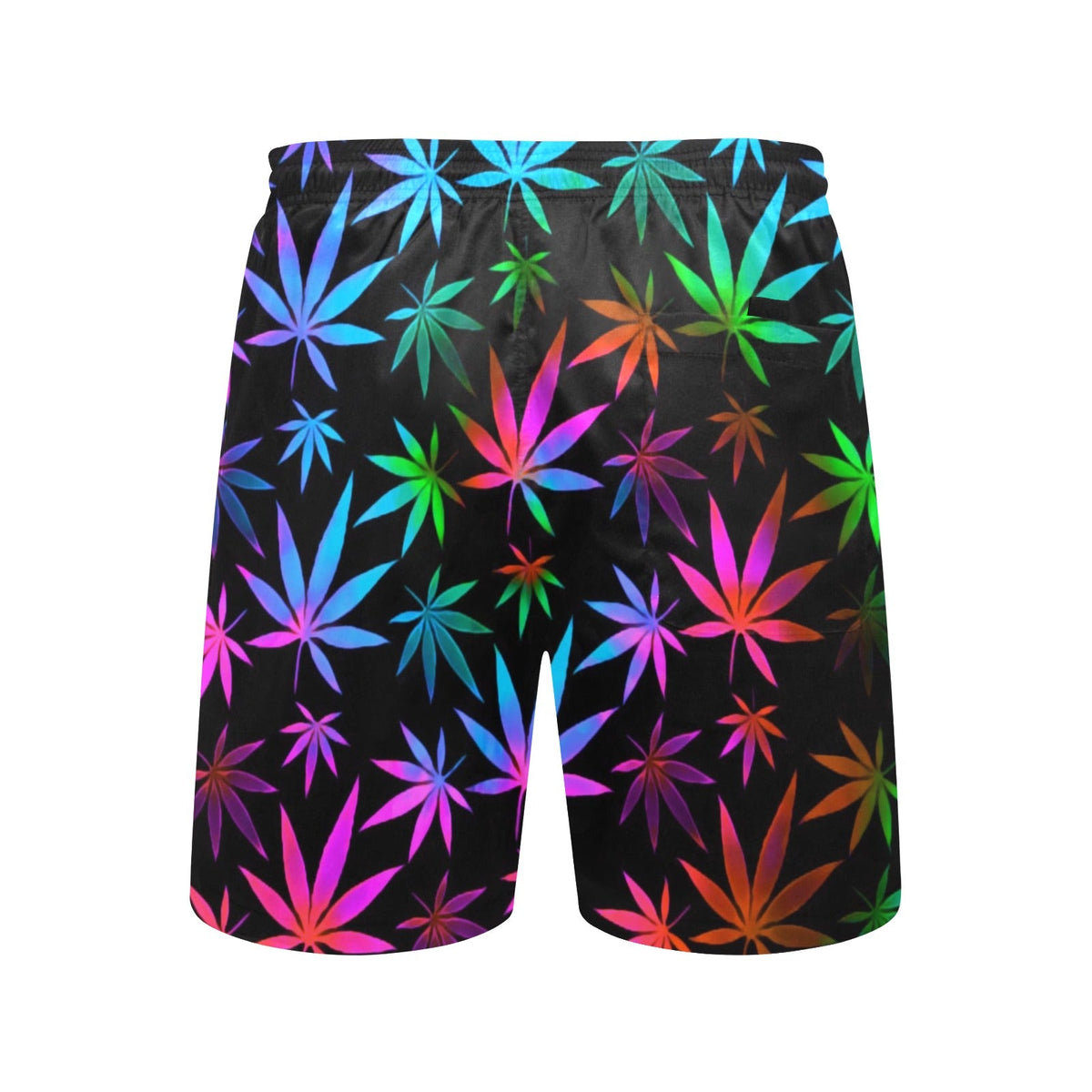 Black Rainbow Weed Print Swim Shorts
