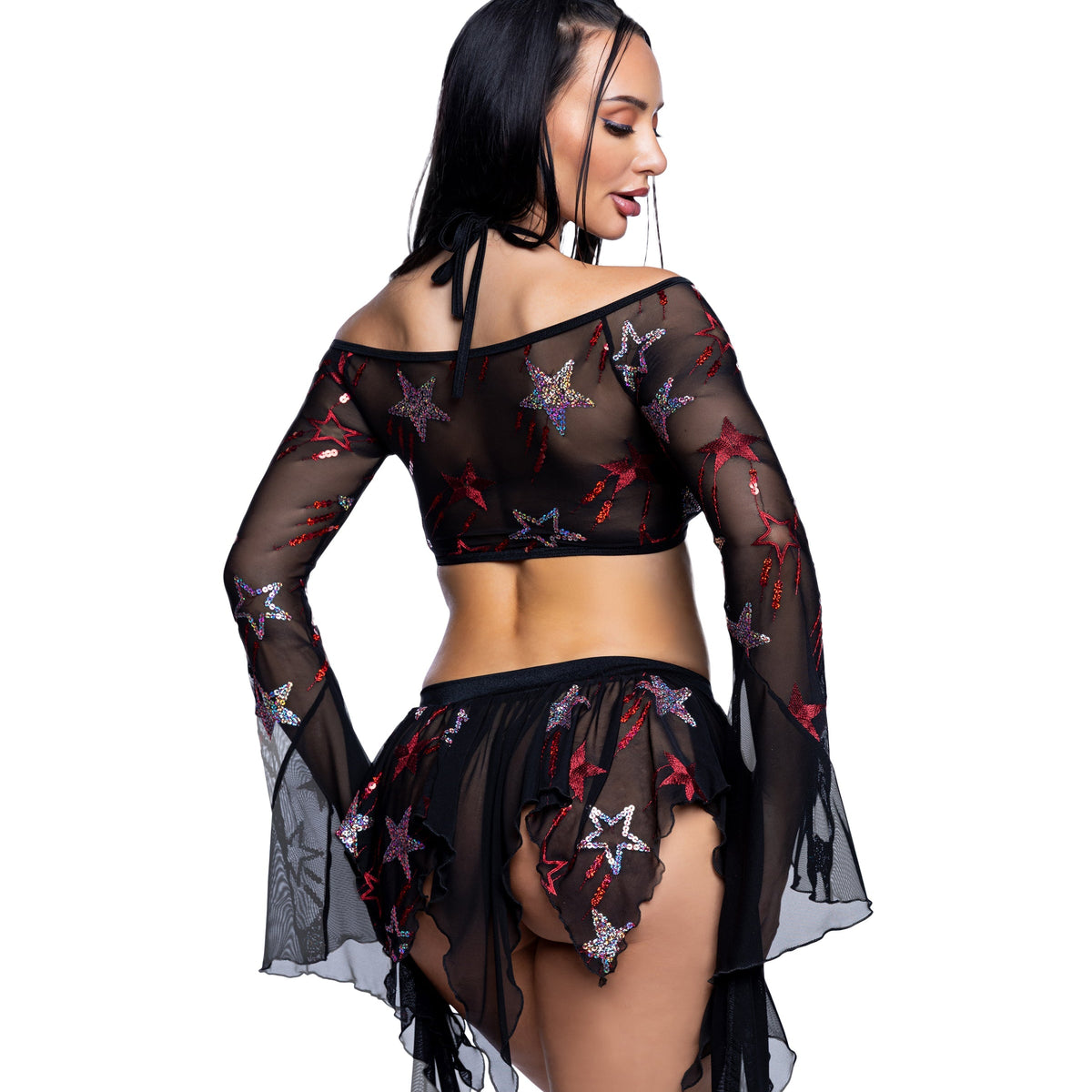 Sequin Butterfly Top & Skirt Set