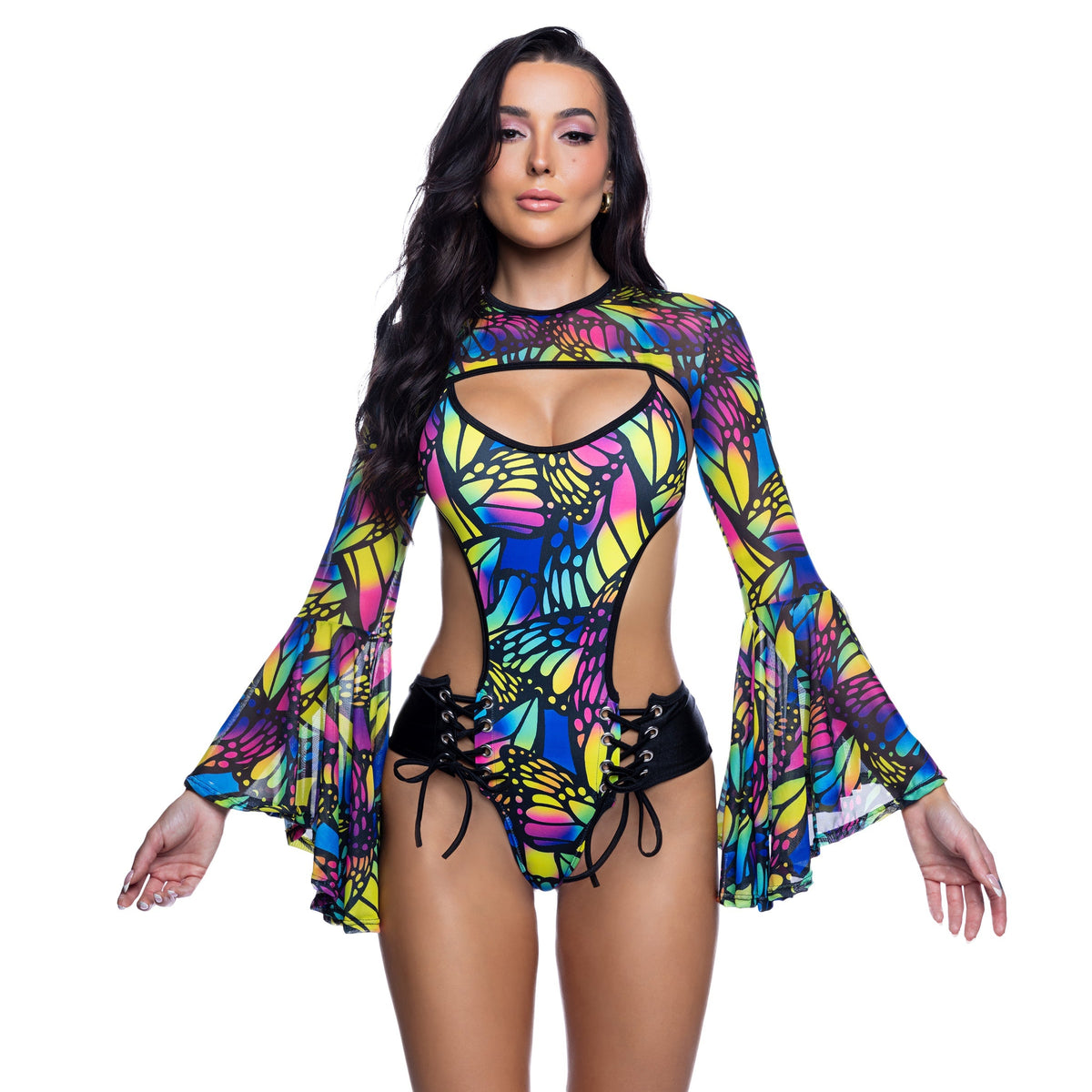 Psychedelic Print Bell Sleeve Rave Shrug