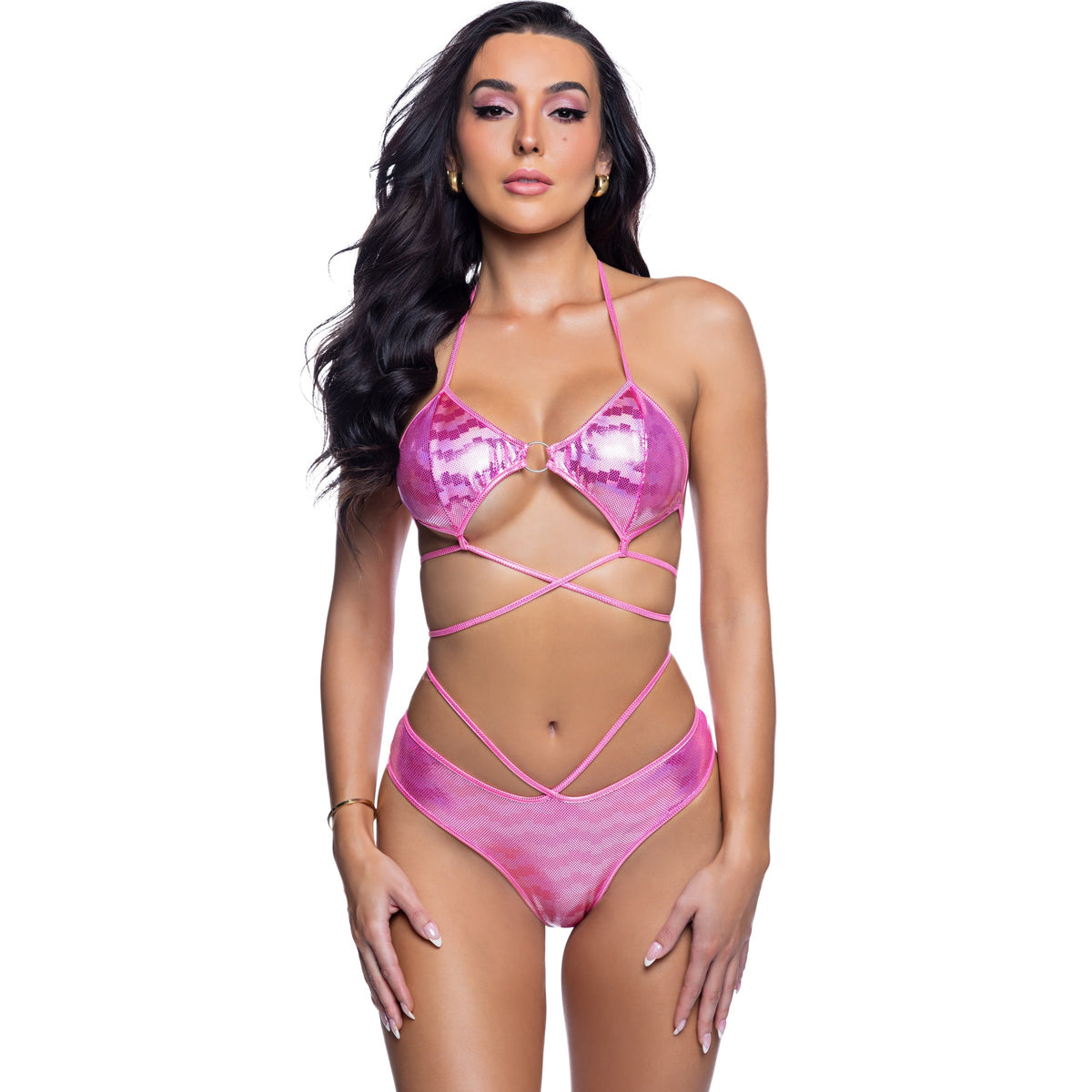 Shimmer Ring Top & Strappy High-Leg Festival Set