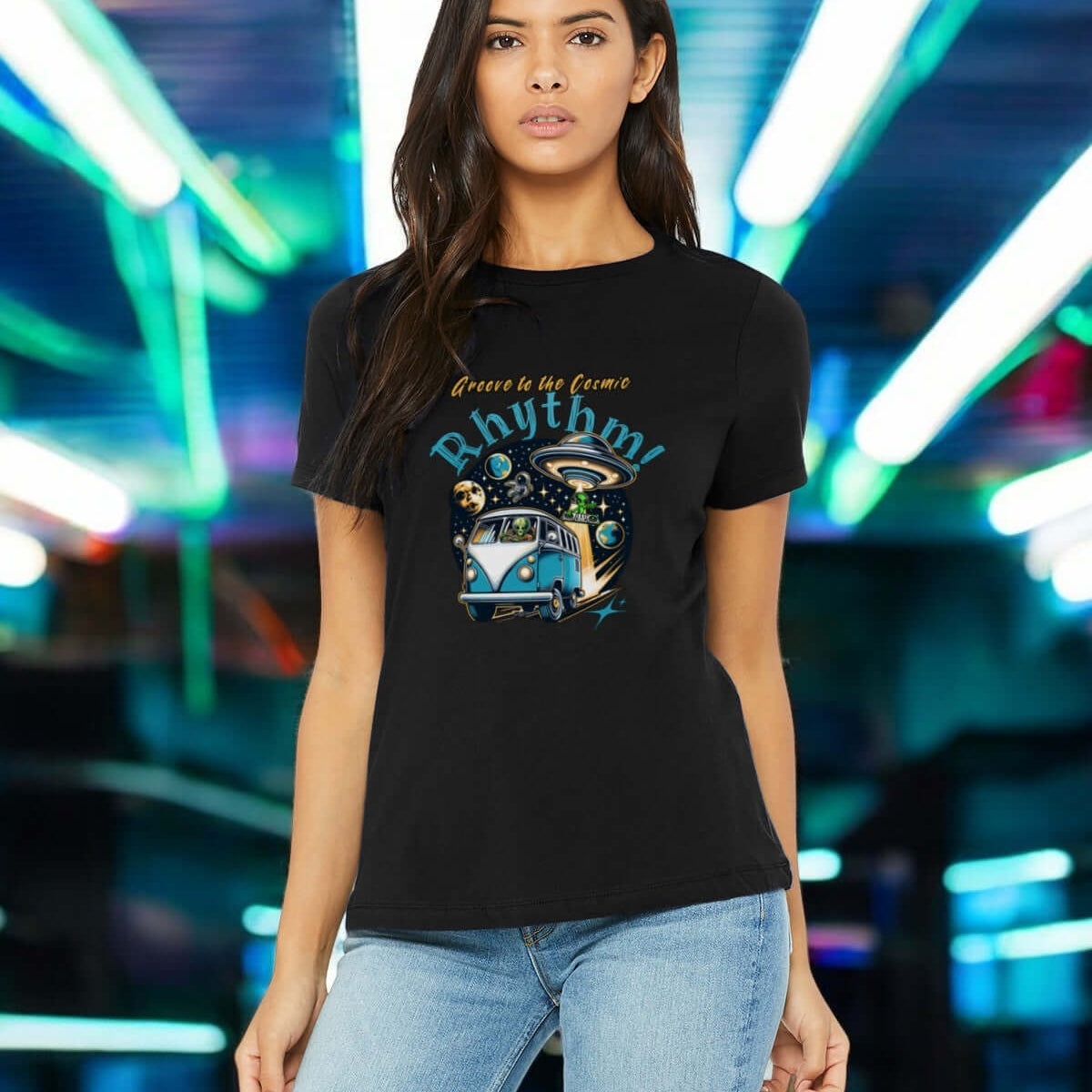 🎵Cosmic Rhythm Tee – Feel the Beat, Wear the Vibe 🌀🔥(F)