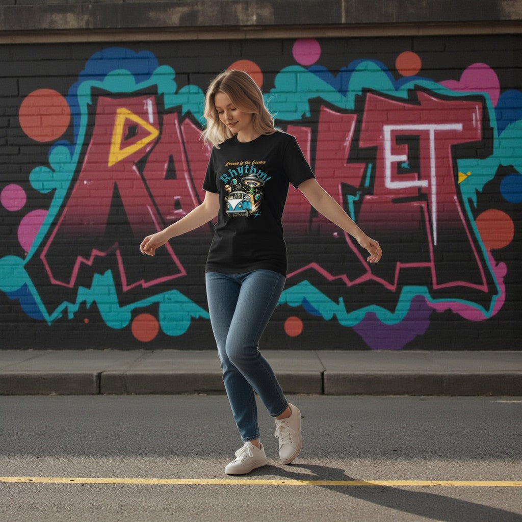 Cosmic Rhythm Tee – Feel the Beat, Wear the Vibe (F)