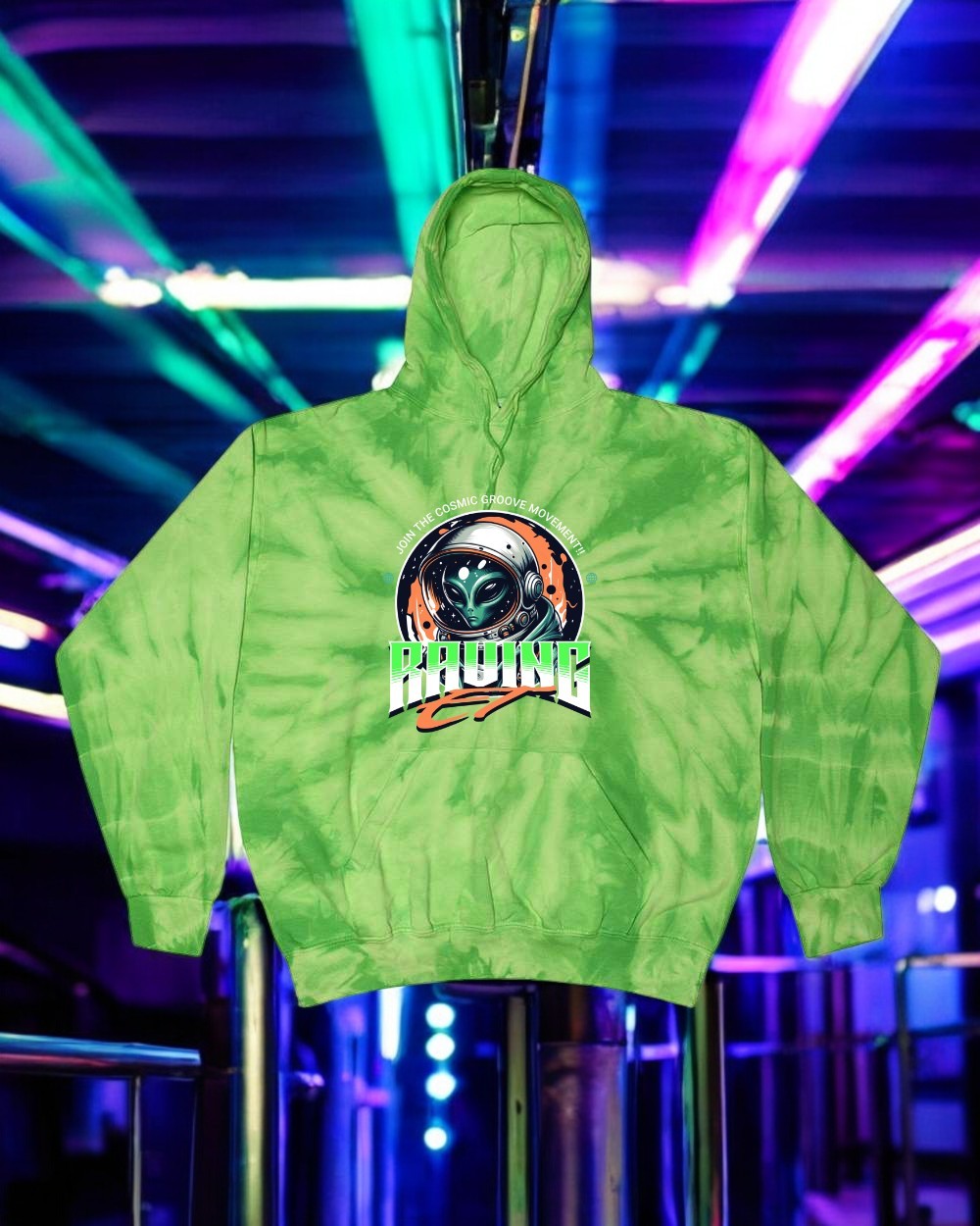👽💚 Space Alien Green Tie Dye Hoodie – Glow Loud, Stand Proud 🌌🌿