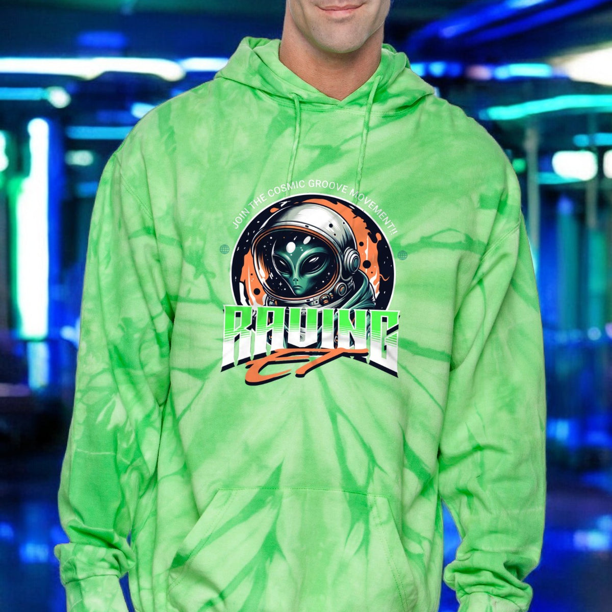 👽💚 Space Alien Green Tie Dye Hoodie – Glow Loud, Stand Proud 🌌🌿