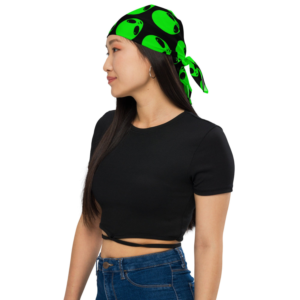 Green Alien Head Rave Bandana 