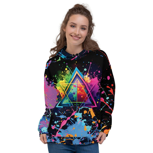 Vibrant Triangle Paint Splash Unisex Hoodie