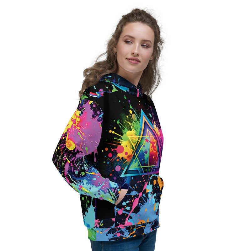 Vibrant Triangle Paint Splash Unisex Hoodie