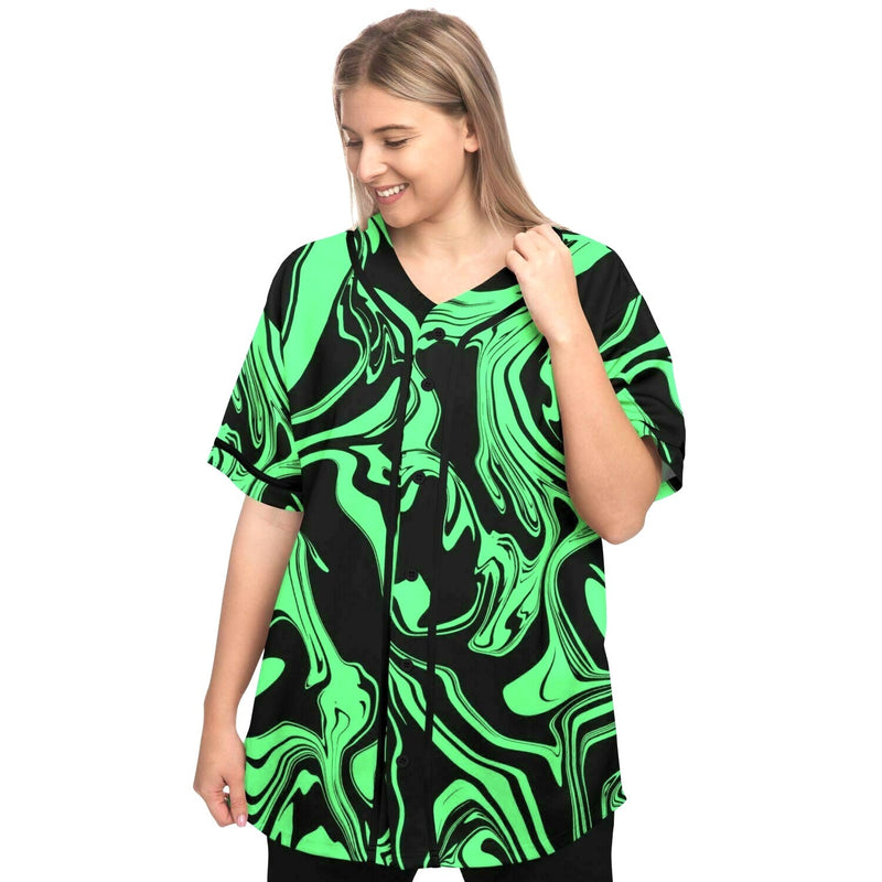 Slime in the Dark Green and Black Oil Spill Baseball Jersey