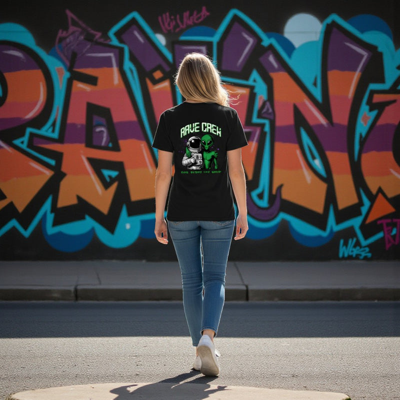 👽 Rave Crew Tee – Unite Under the Neon Sky (F)
