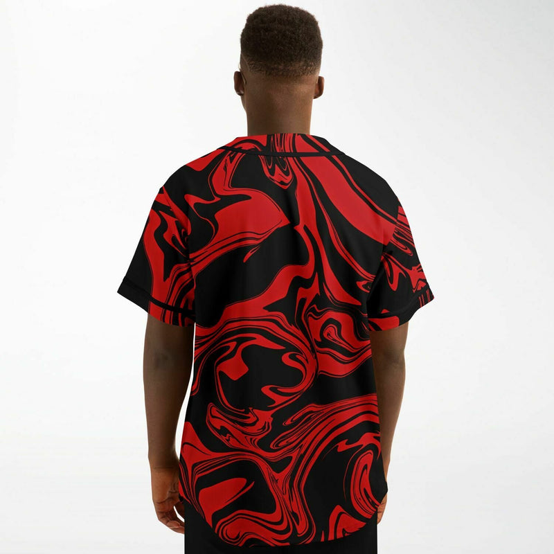 Red and Black Slime Oil Spill Baseball Jersey