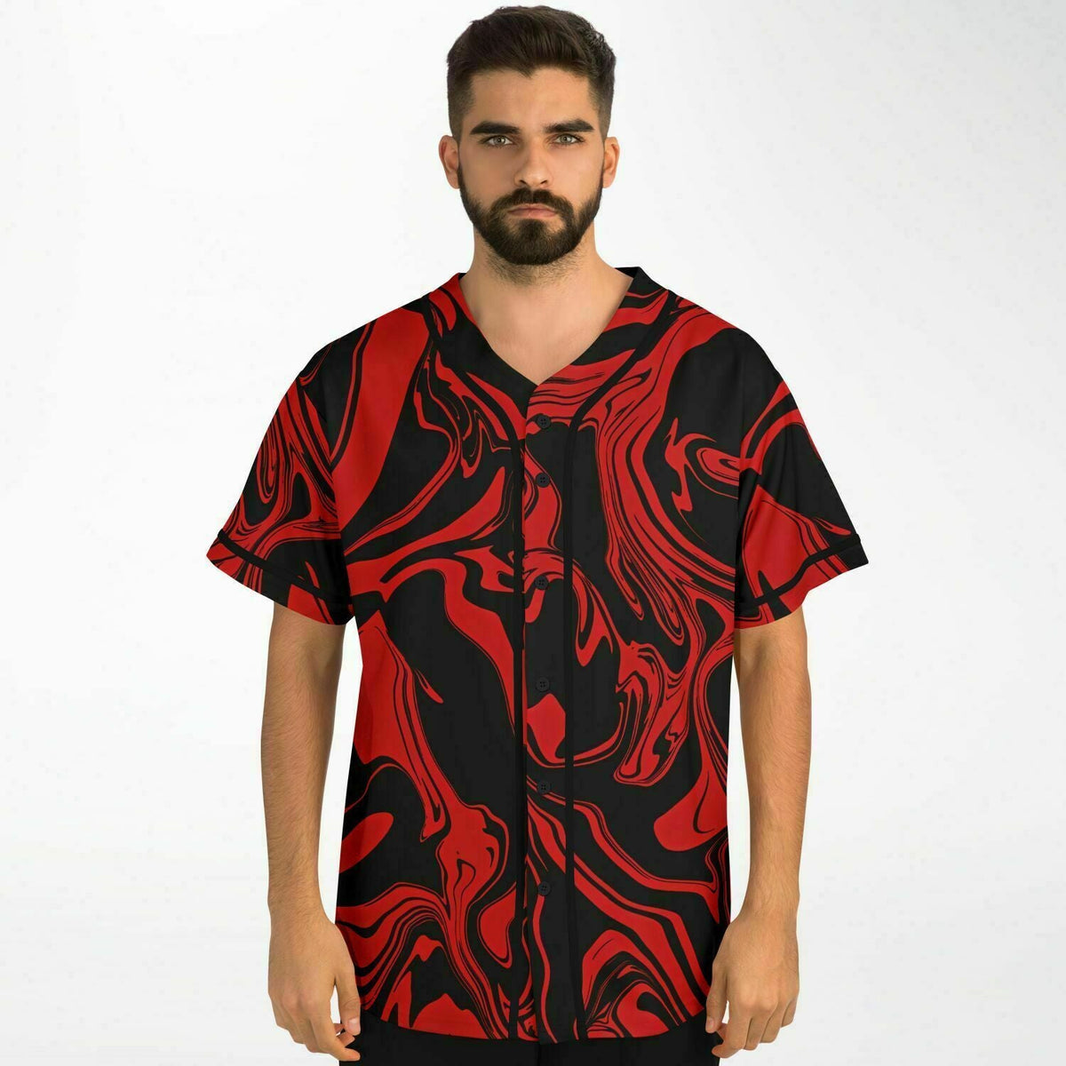 Red and Black Slime Oil Spill Baseball Jersey