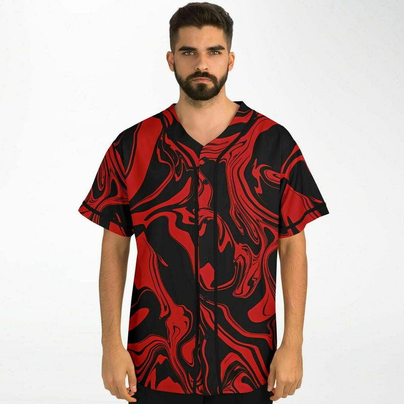 Red and Black Slime Oil Spill Baseball Jersey