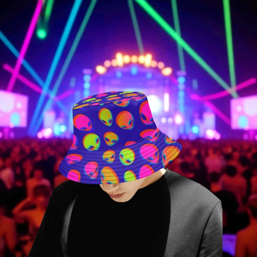 Neon Alien Blast Bucket Hat | UV Blacklight Reactive