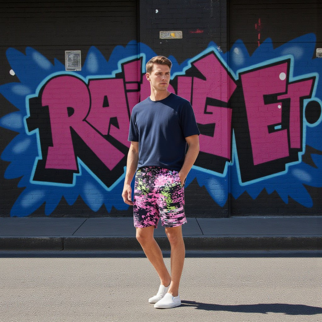 Pink Bubble Gum Slime Rave Drip Swim Shorts