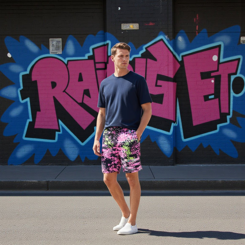 Pink Bubble Gum Slime Rave Drip Swim Shorts