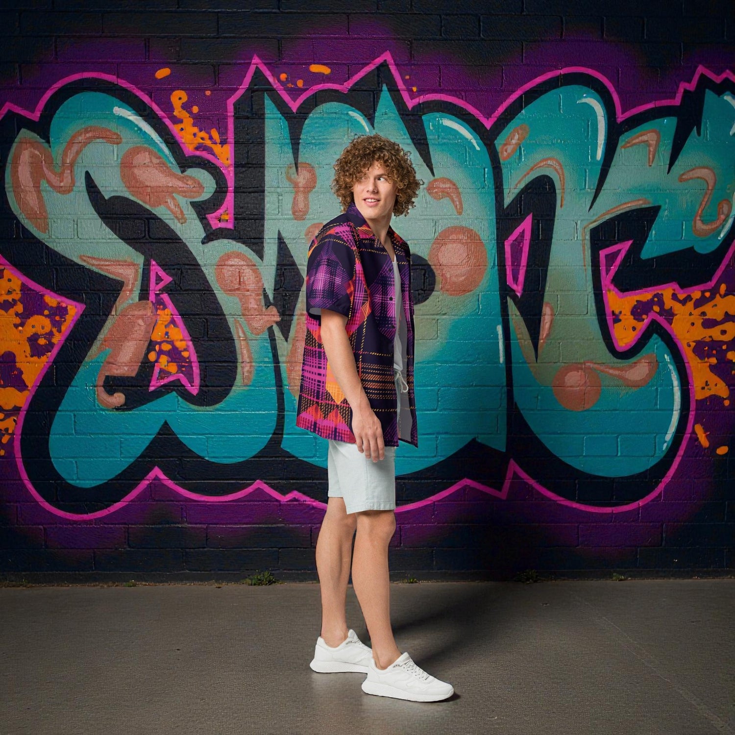 Plaid Button Shirt for Raves & Festivals