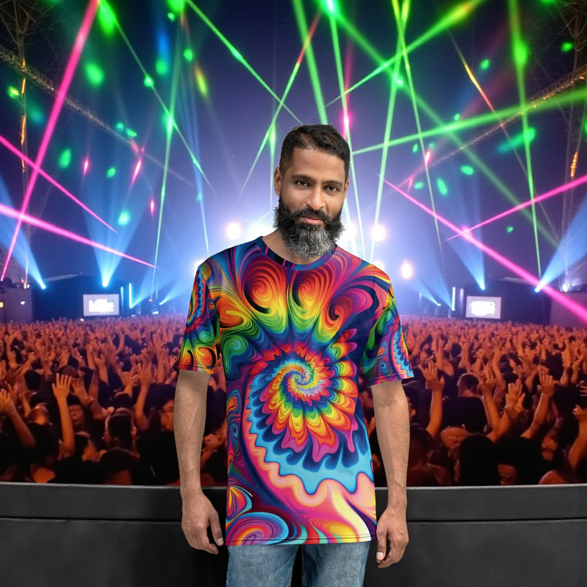 Playful Tie-Dye Men's T-Shirt for EDM Festivals