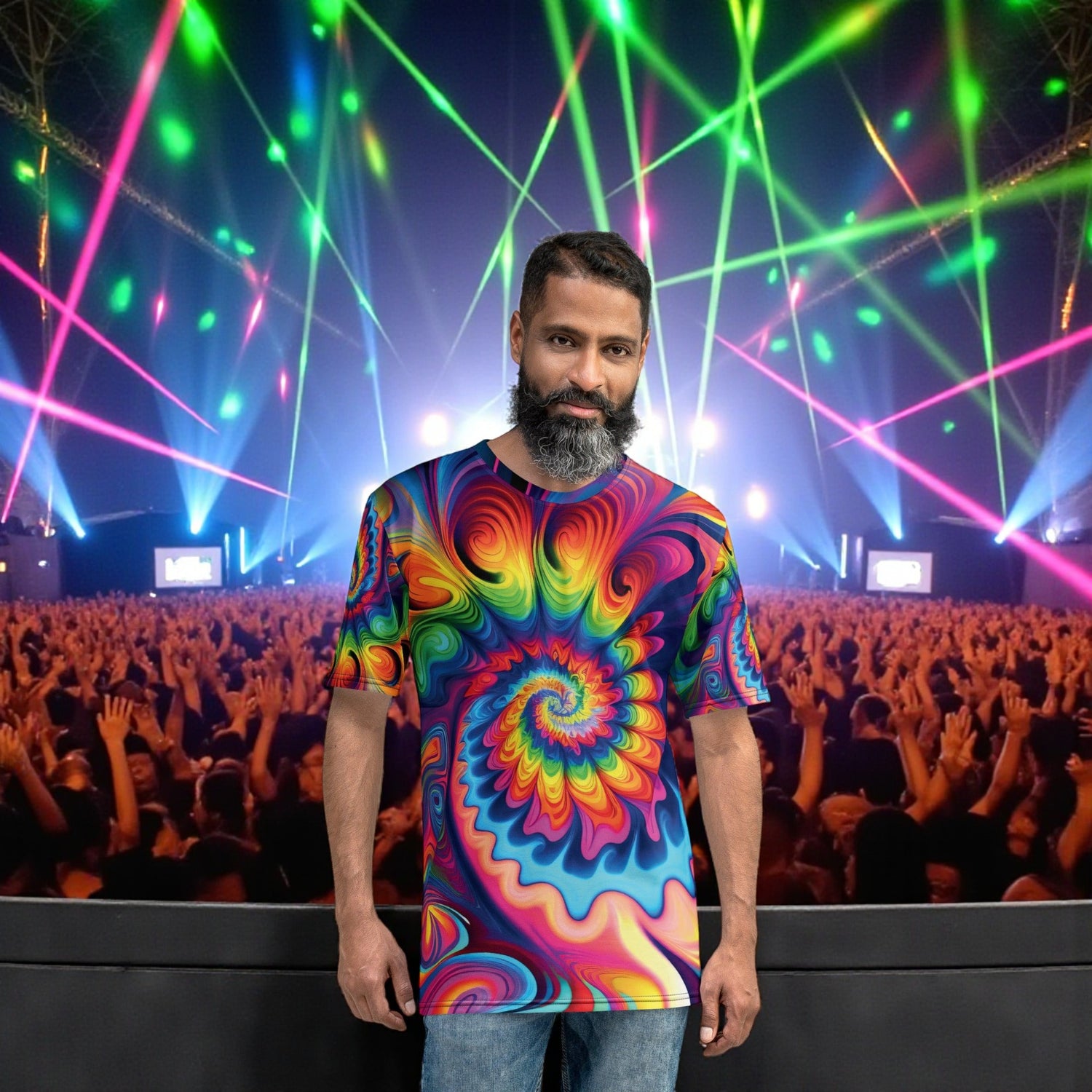 Playful Tie-Dye Men's T-Shirt for EDM Festivals
