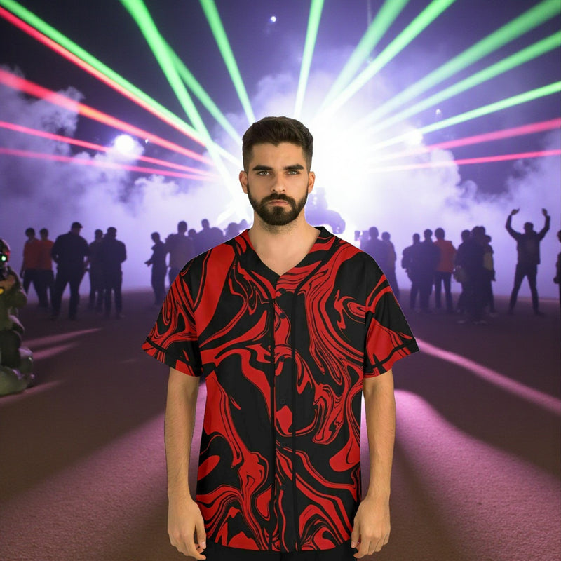 Red and Black Slime Oil Spill Baseball Jersey