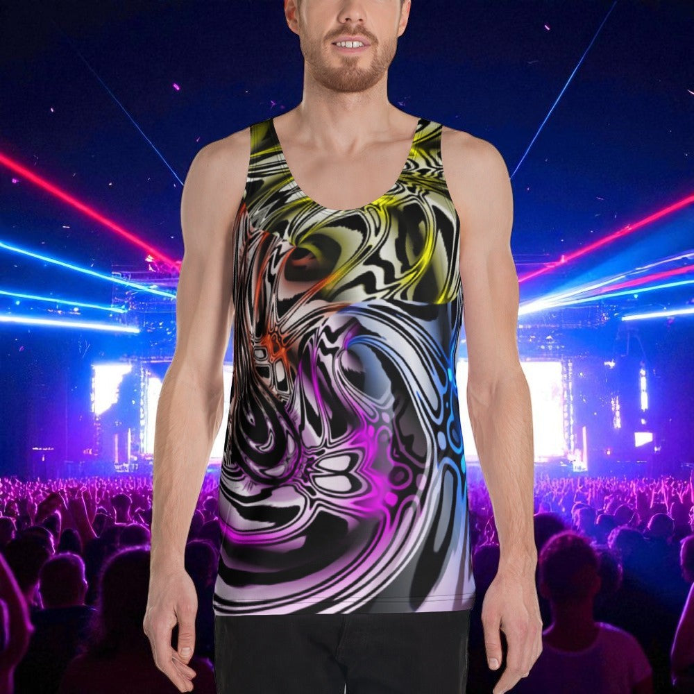 Color Melted Zebra Warp Rave Tank Top