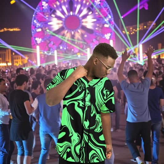 Slime in the Dark Green and Black Oil Spill Baseball Jersey